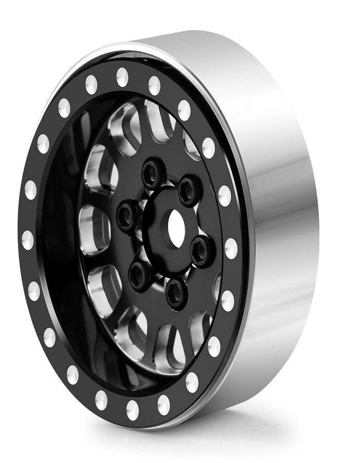 مجموعة عجلات MORLORDY 4 قطع 1.0 Plus Beadlock لسيارات الزحف التي تعمل بالتحكم عن بعد بمقياس 1/24 من طراز Axial SCX24 Gladiator Deadbolt Bronco C10 JLU (أسود) - Image 3